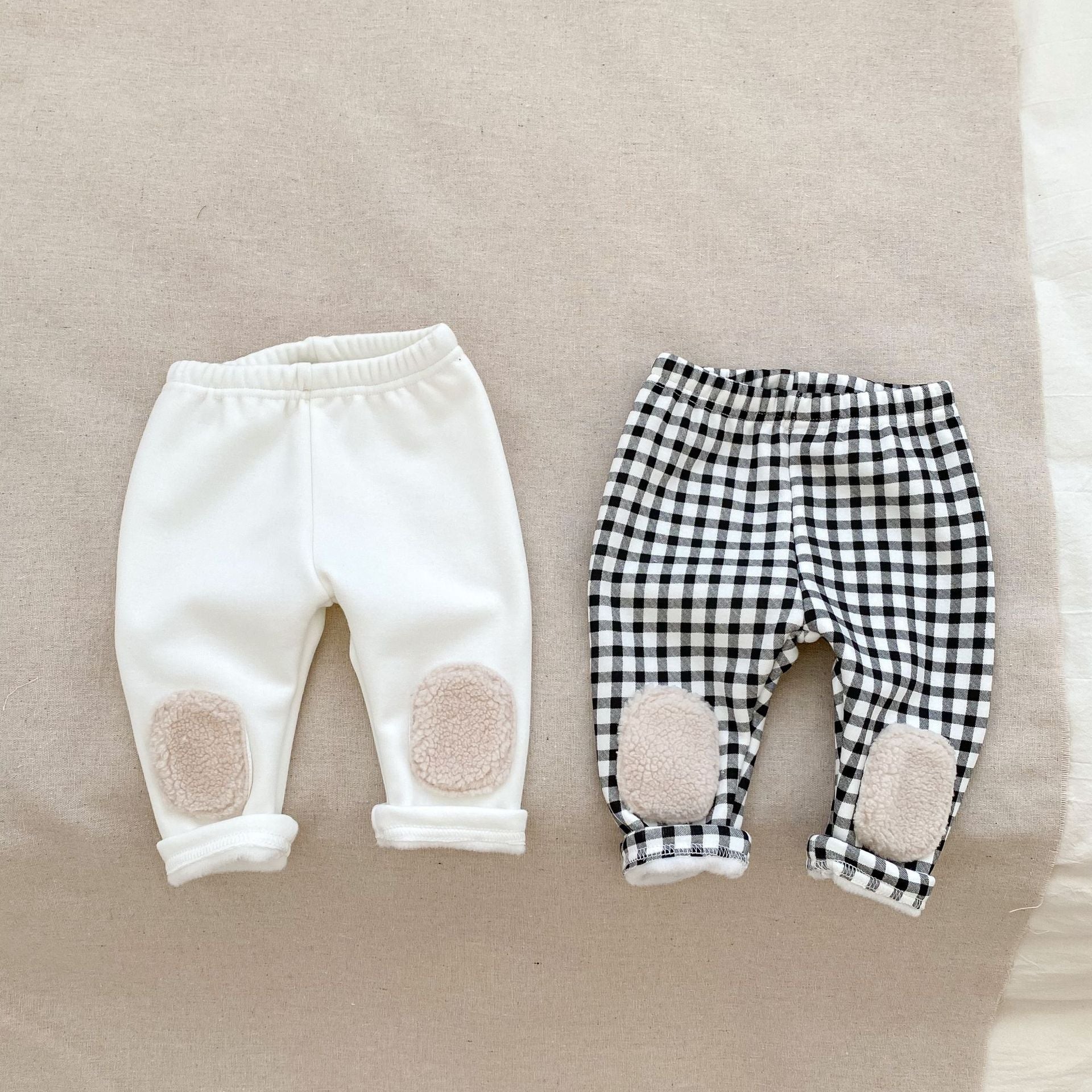 Baby Kid Girls Solid Color Checked Pants Wholesale 23101976