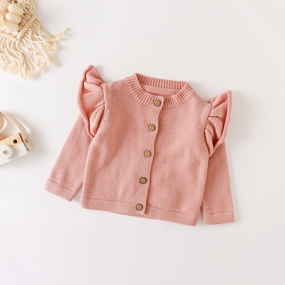 Baby Kid Girls Solid Color Crochet Cardigan Wholesale 220817493