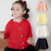 Baby Kid Girls Solid Color Crochet Cardigan Wholesale 22120677