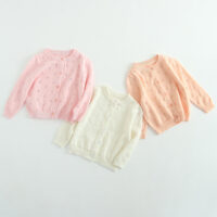Baby Kid Girls Solid Color Crochet Cardigan Wholesale 22120690