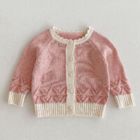 Baby Kid Girls Solid Color Crochet Cardigan Wholesale 240802353