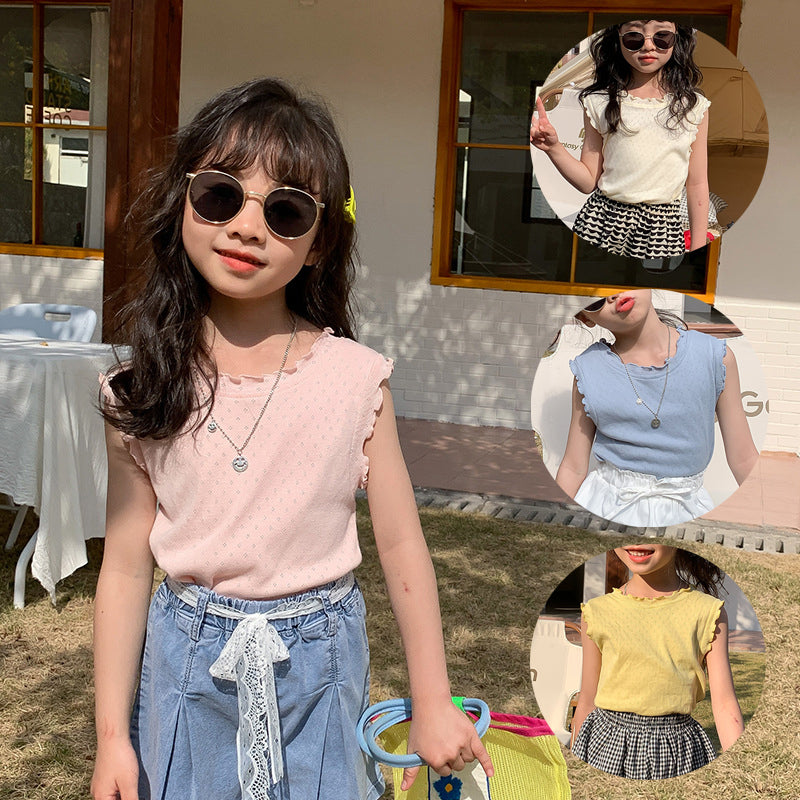 Baby Kid Girls Solid Color Crochet T-Shirts Wholesale 220317447