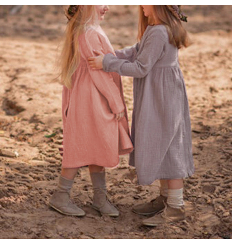 Baby Kid Girls Solid Color Dresses Wholesale 220715115