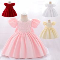 Baby Kid Girls Solid Color Embroidered Dressy Princess Dresses Wholesale 230803105