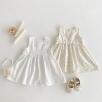 Baby Kid Girls Solid Color Flower Dresses Wholesale 25050863