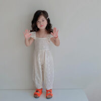 Baby Kid Girls Solid Color Flower Embroidered Jumpsuits Wholesale 220531557
