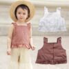 Baby Kid Girls Solid Color Flower Embroidered Tank Tops Wholesale 22032277