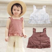 Baby Kid Girls Solid Color Flower Embroidered Tank Tops Wholesale 22032277