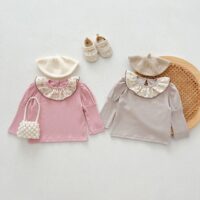 Baby Kid Girls Solid Color Flower Tops Wholesale 240802252