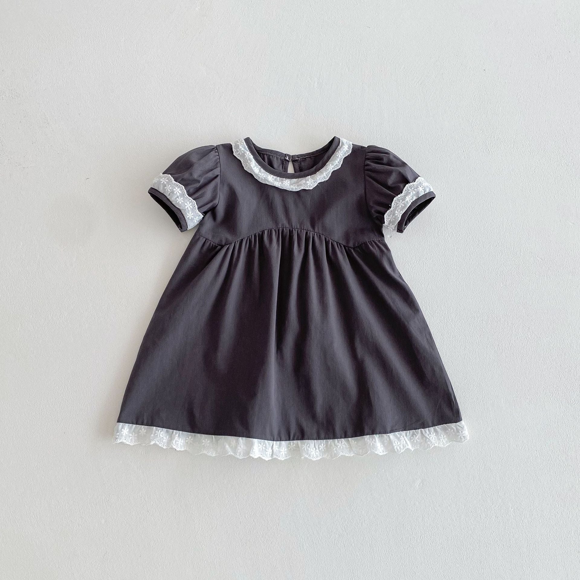 Baby Kid Girls Solid Color Lace Dresses Wholesale 25050854
