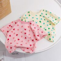 Baby Kid Girls Solid Color Love heart Tops Wholesale 24040922