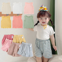 Baby Kid Girls Solid Color Muslin&Ribbed Tank Tops Wholesale 315211985