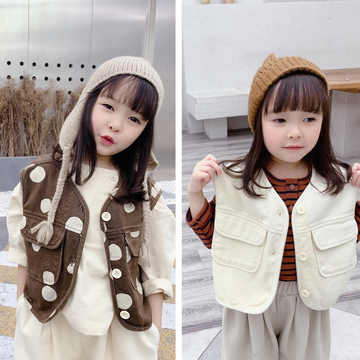 Baby Kid Girls Solid Color Polka dots Vests Waistcoats Wholesale 220418107