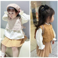 Baby Kid Girls Solid Color Vests Waistcoats Knitwear Wholesale 221011144