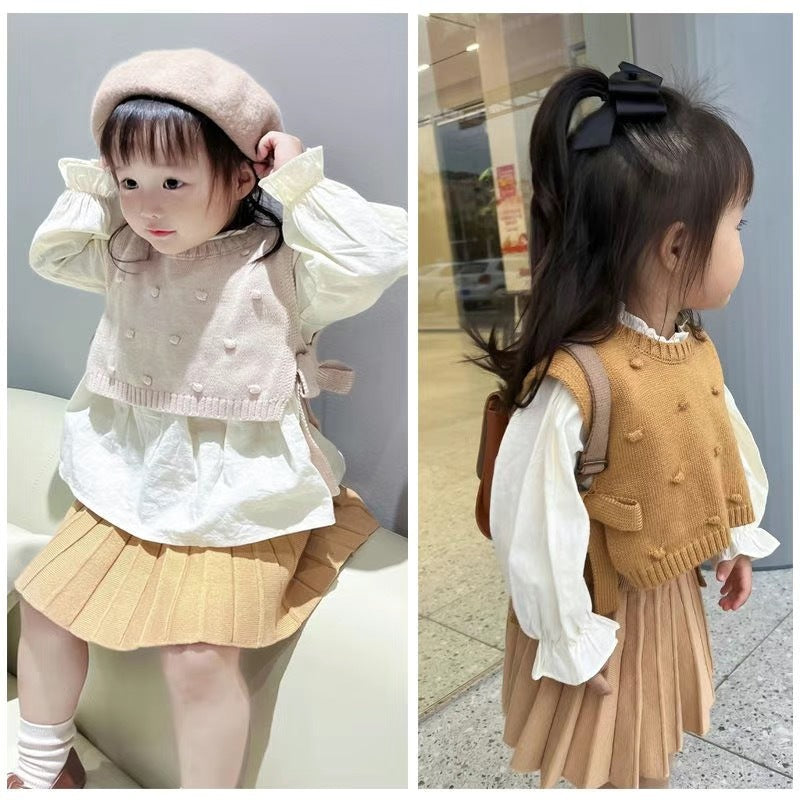Baby Kid Girls Solid Color Vests Waistcoats Knitwear Wholesale 221011144