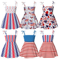 Baby Kid Girls Star Print Independence Day Dresses Wholesale 23053102