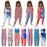 Baby Kid Girls Star Print Independence Day Jumpsuits Wholesale 23053103