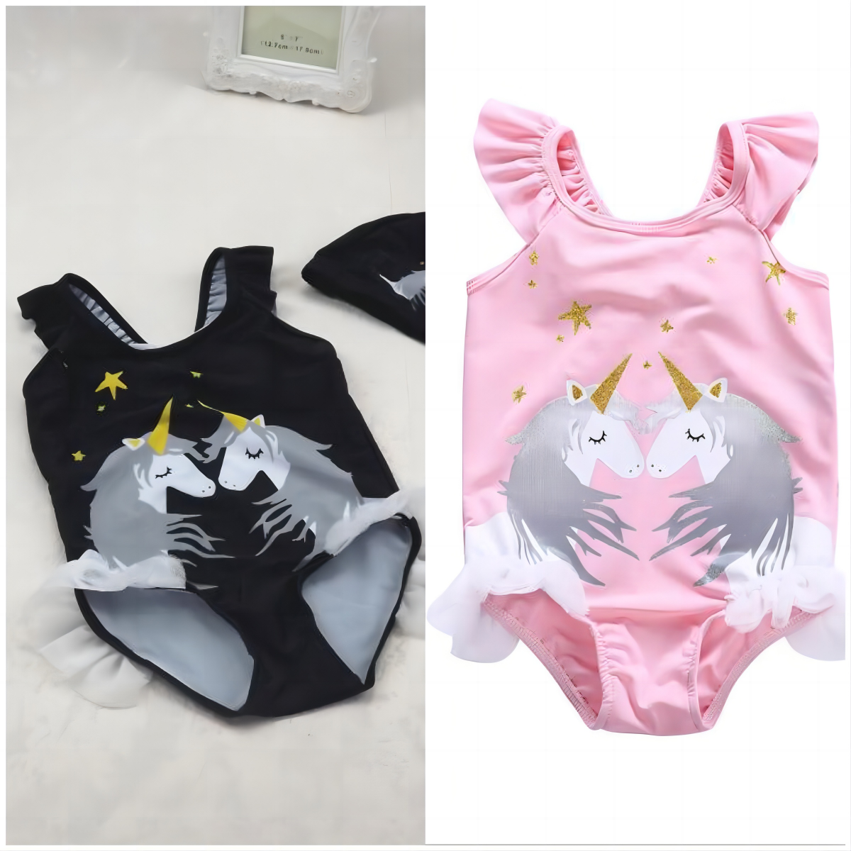 Baby Kid Girls Star Unicorn Print Beach Rompers Swimwears Wholesale 22041228