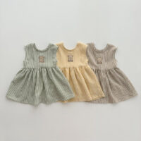 Baby Kid Girls Striped Cartoon Dresses Wholesale 24030130