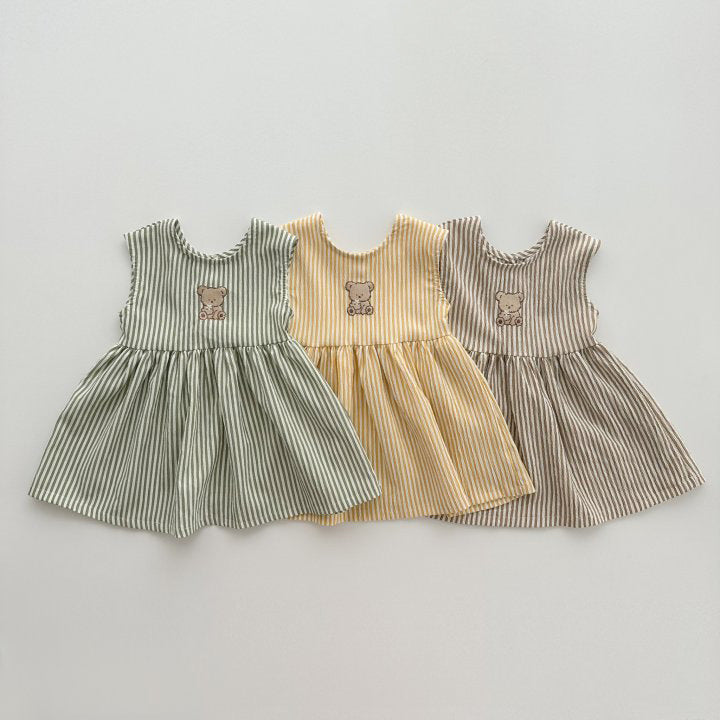 Baby Kid Girls Striped Cartoon Dresses Wholesale 24030130