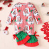 Baby Kid Girls Striped Cartoon Print Christmas Jumpsuits Wholesale 23101530