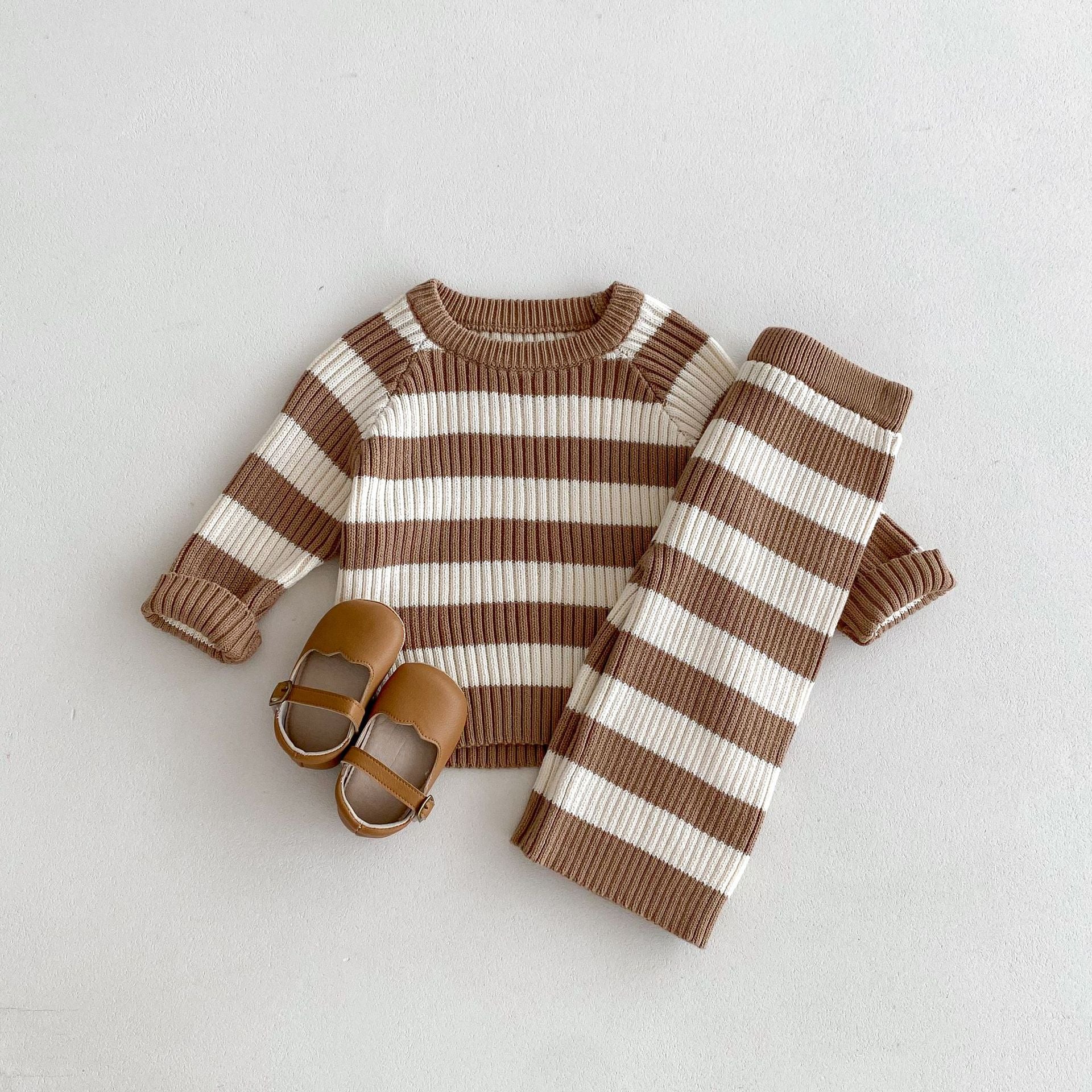 Baby Kid Girls Striped Color-blocking Tops And Pants Wholesale 24091363
