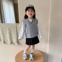 Baby Kid Girls Striped Crochet Vests Waistcoats Wholesale 230107297