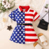 Baby Kid Girls Striped Star Independence Day Dresses Wholesale 23053137