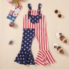 Baby Kid Girls Striped Star Print Independence Day Jumpsuits Wholesale 23053116