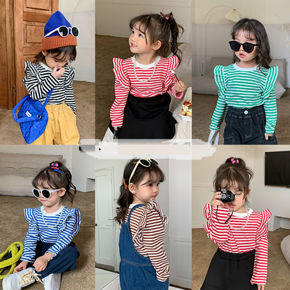 Baby Kid Girls Striped Tops Wholesale 221214257