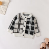 Baby Kid Unisex Checked Crochet Cardigan Wholesale 220817467