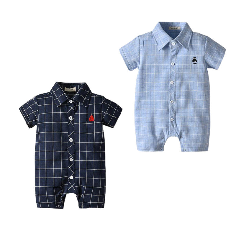 Baby Kid Unisex Checked Jumpsuits Wholesale 22052682