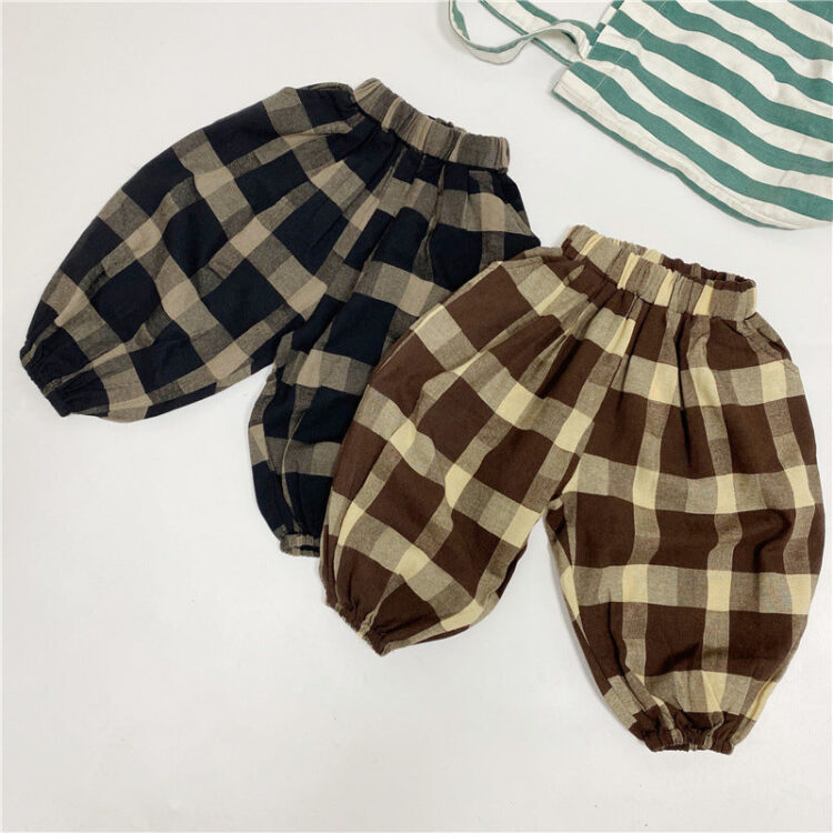 Baby Kid Unisex Checked Pants Wholesale 220613258