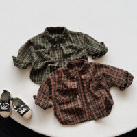 Baby Kid Unisex Checked Shirts Wholesale 220909539