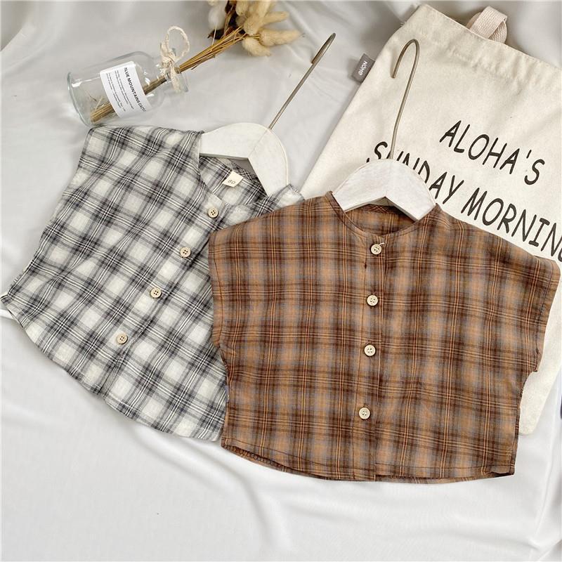 Baby Kid Unisex Checked Tank Tops Wholesale 22042973