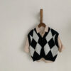 Baby Kid Unisex Checked Vests Waistcoats Knitwear Wholesale 22112157