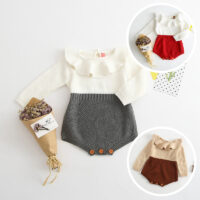 Baby Kid Unisex Color-blocking Crochet Rompers Wholesale 22032308