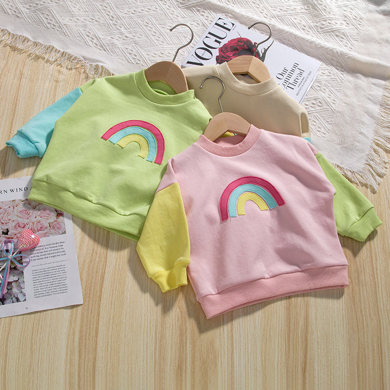 Baby Kid Unisex Color-blocking Rainbow Hoodies Sweatshirts Wholesale 230315235
