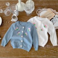 Baby Kid Unisex Flower Embroidered Crochet Cardigan Wholesale 220906347