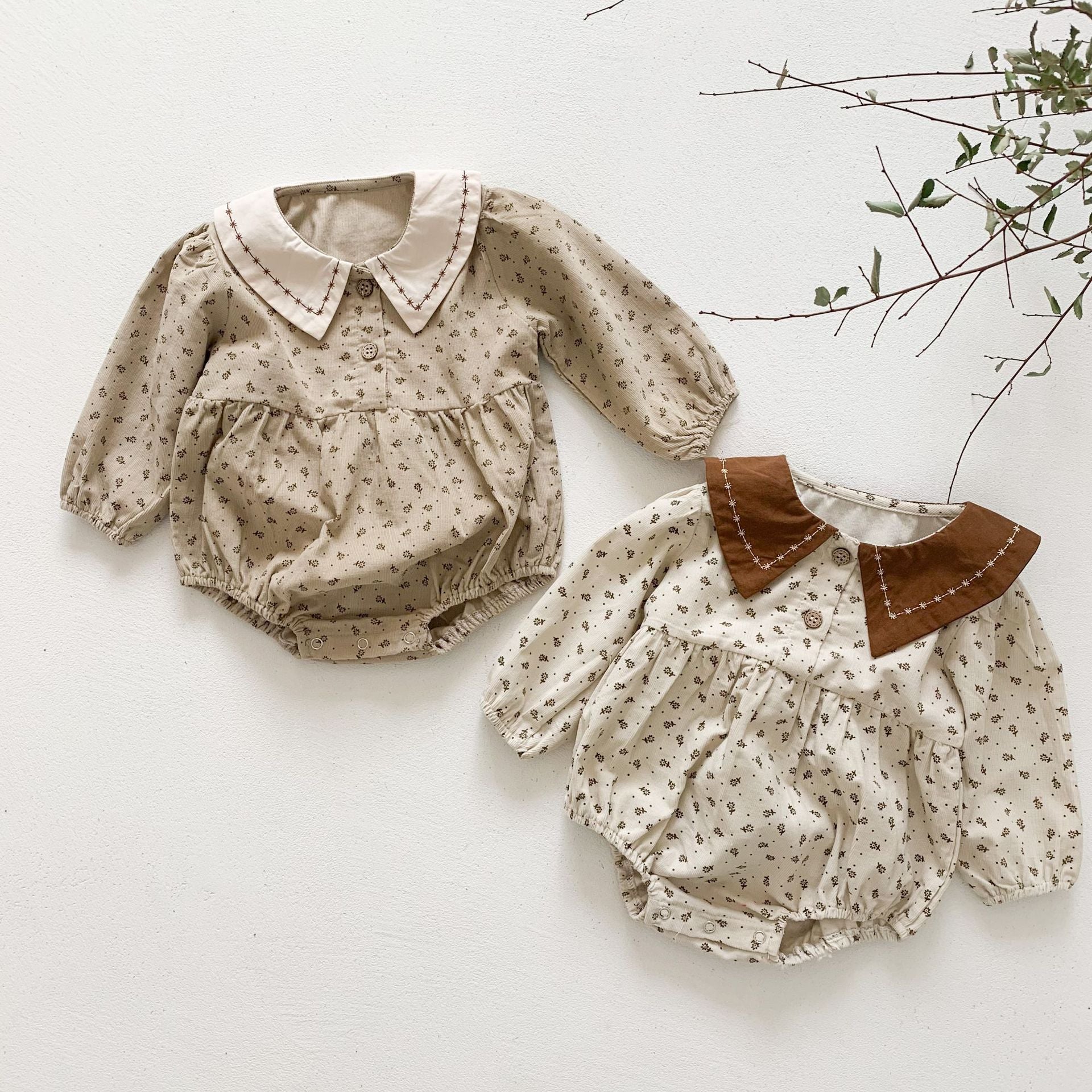 Baby Kid Unisex Flower Print Rompers Wholesale 211214326