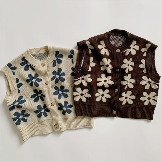 Baby Kid Unisex Flower Vests Waistcoats Knitwear Wholesale 22112152