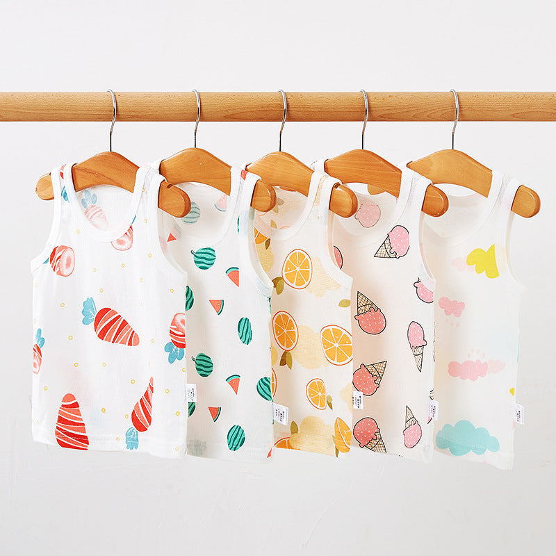 Baby Kid Unisex Fruit Cartoon Print Tank Tops Wholesale 220422246