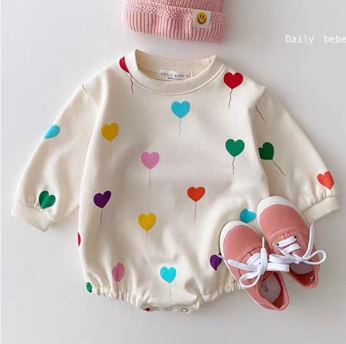 Baby Kid Unisex Love heart Print Valentine's Day Rompers Wholesale 220815339