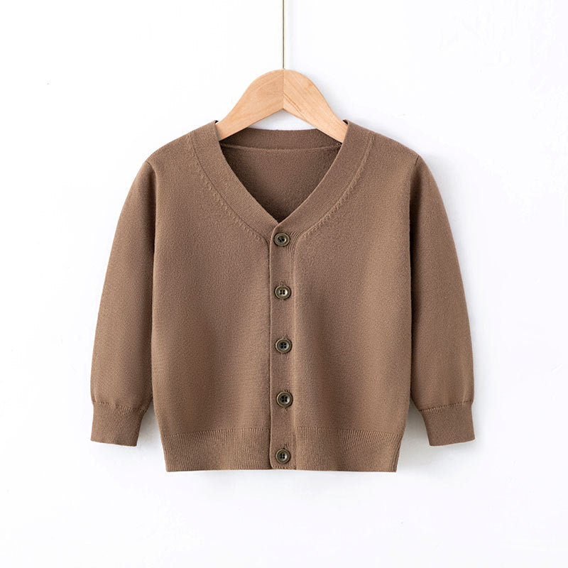 Baby Kid Unisex Solid Color Cardigan Knitwear Wholesale 221130169