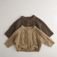 Baby Kid Unisex Solid Color Crochet Cardigan Knitwear Wholesale 22112145