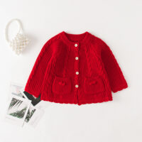 Baby Kid Unisex Solid Color Crochet Cardigan Wholesale 220817236