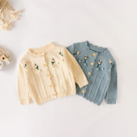 Baby Kid Unisex Solid Color Flower Crochet Cardigan Rompers Wholesale 220817451