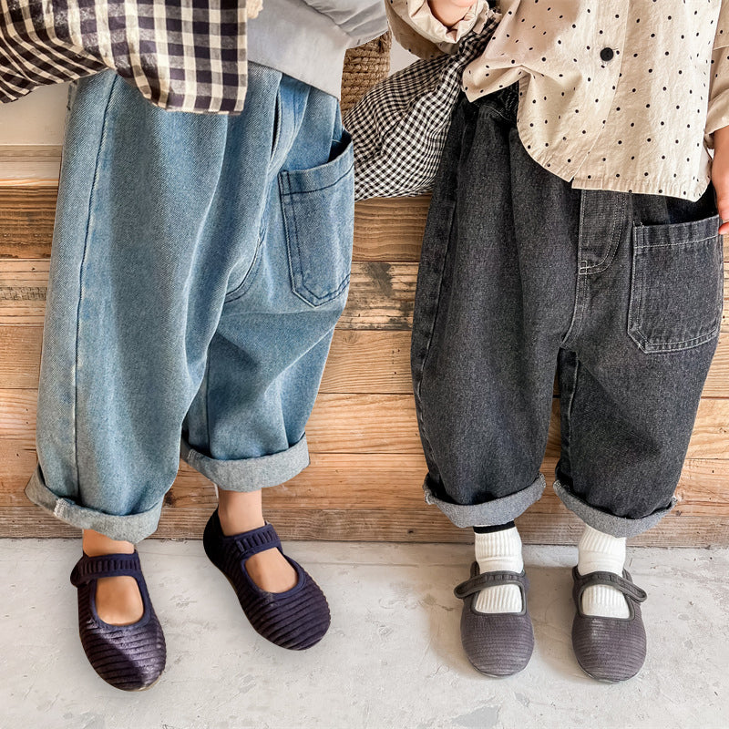 Baby Kid Unisex Solid Color Jeans Wholesale 220418283