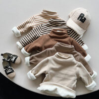 Baby Kid Unisex Solid Color Striped Tops Wholesale 221125477