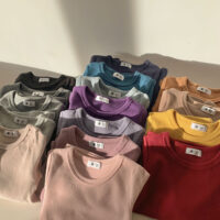 Baby Kid Unisex Solid Color Tops Wholesale 221214329